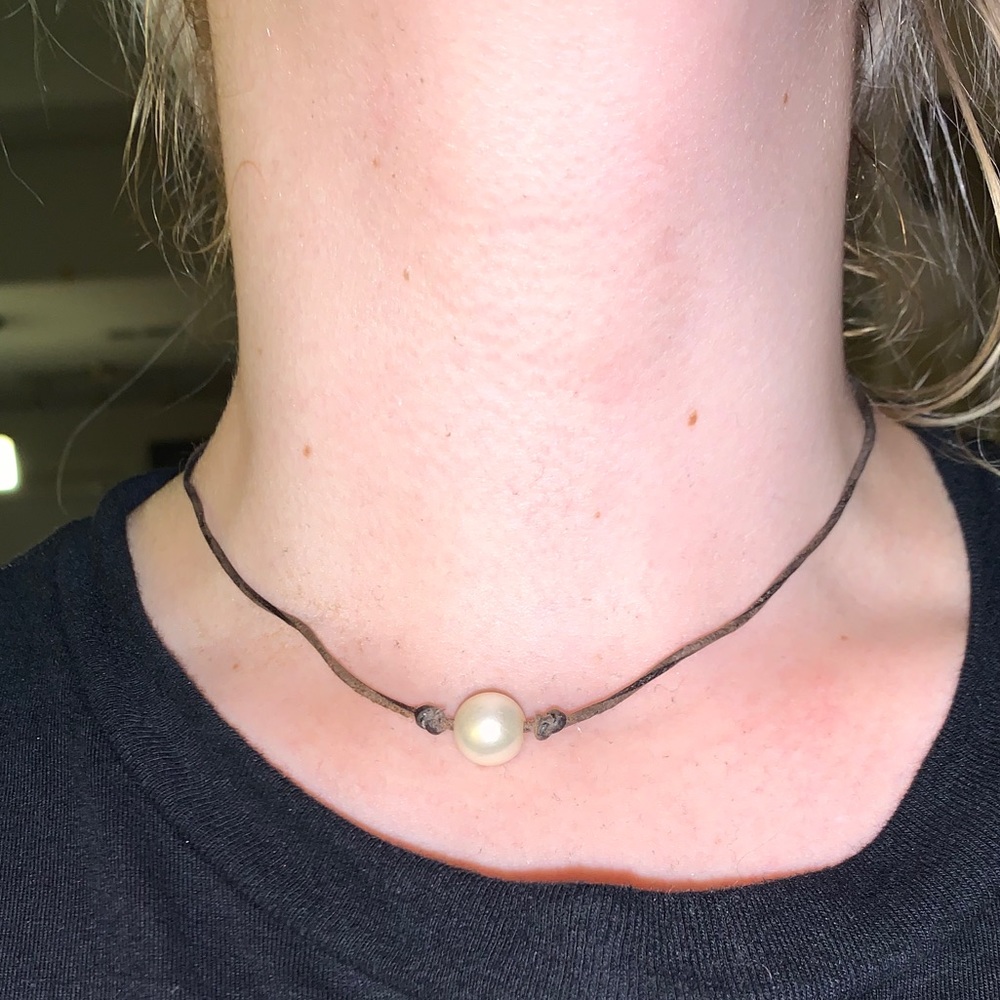 SEASIDE PEARLS single pearl choker necklace